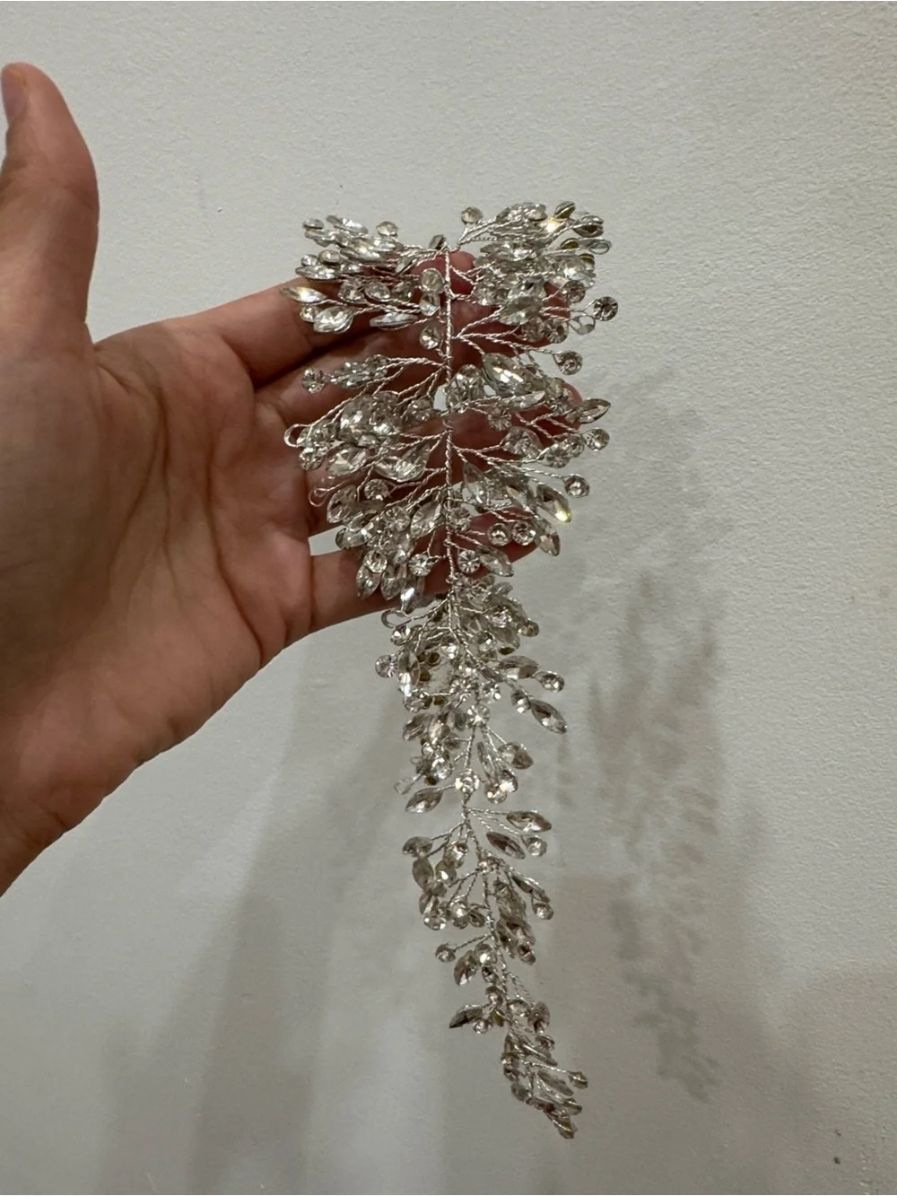 Rhinestone Silver Leaf Bridal Hair Vine